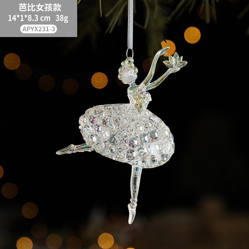Wholesale Christmas Tree Transparent Pumpkin Bell Angel Girl Acrylic Decoration